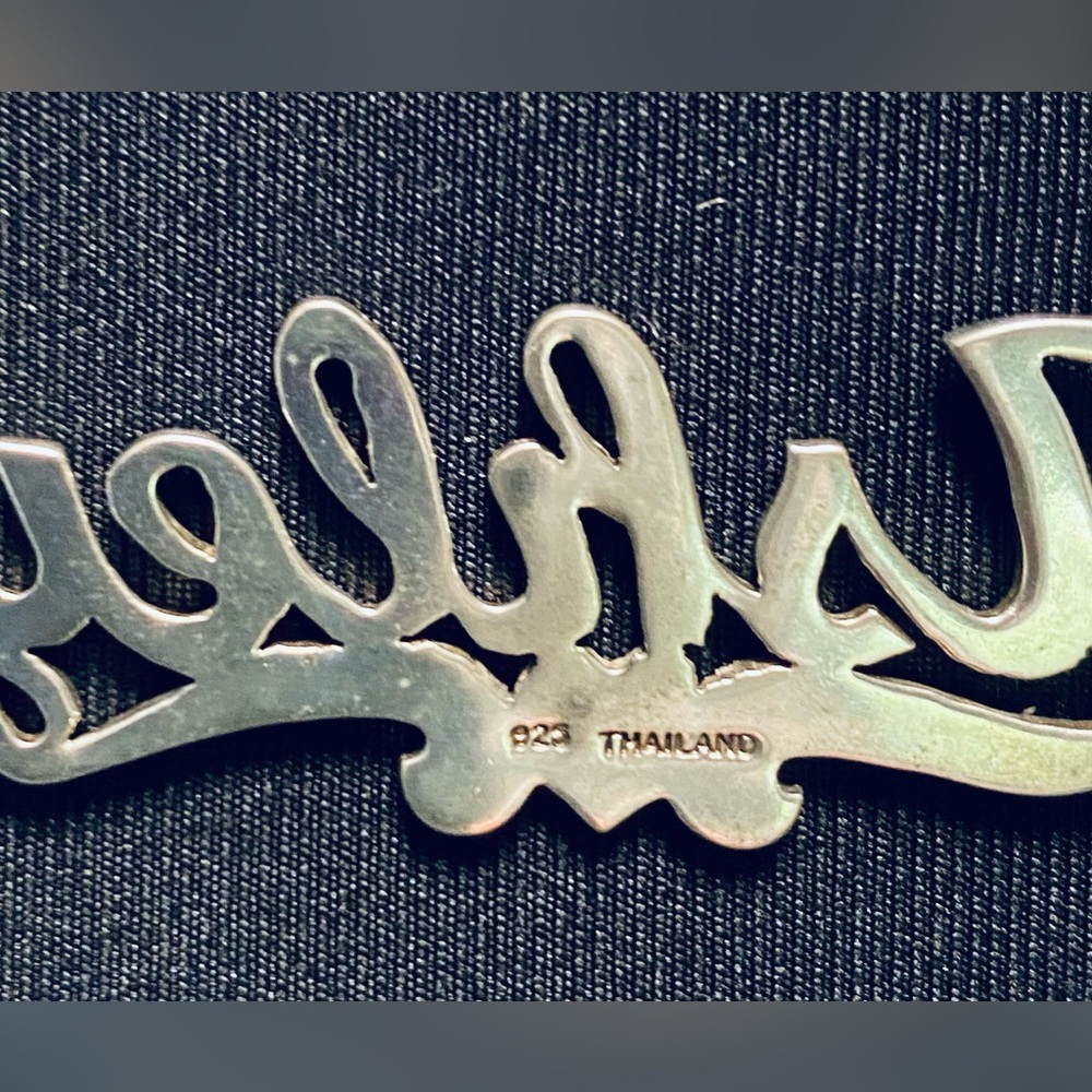 Ashley Vintage Name Plate Necklace Personalized Script Sterling Silver - Picture 2 of 6